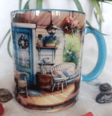 Vintage baskı büyük boy kupa