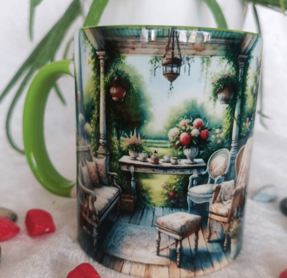 Vintage baskı büyük boy kupa