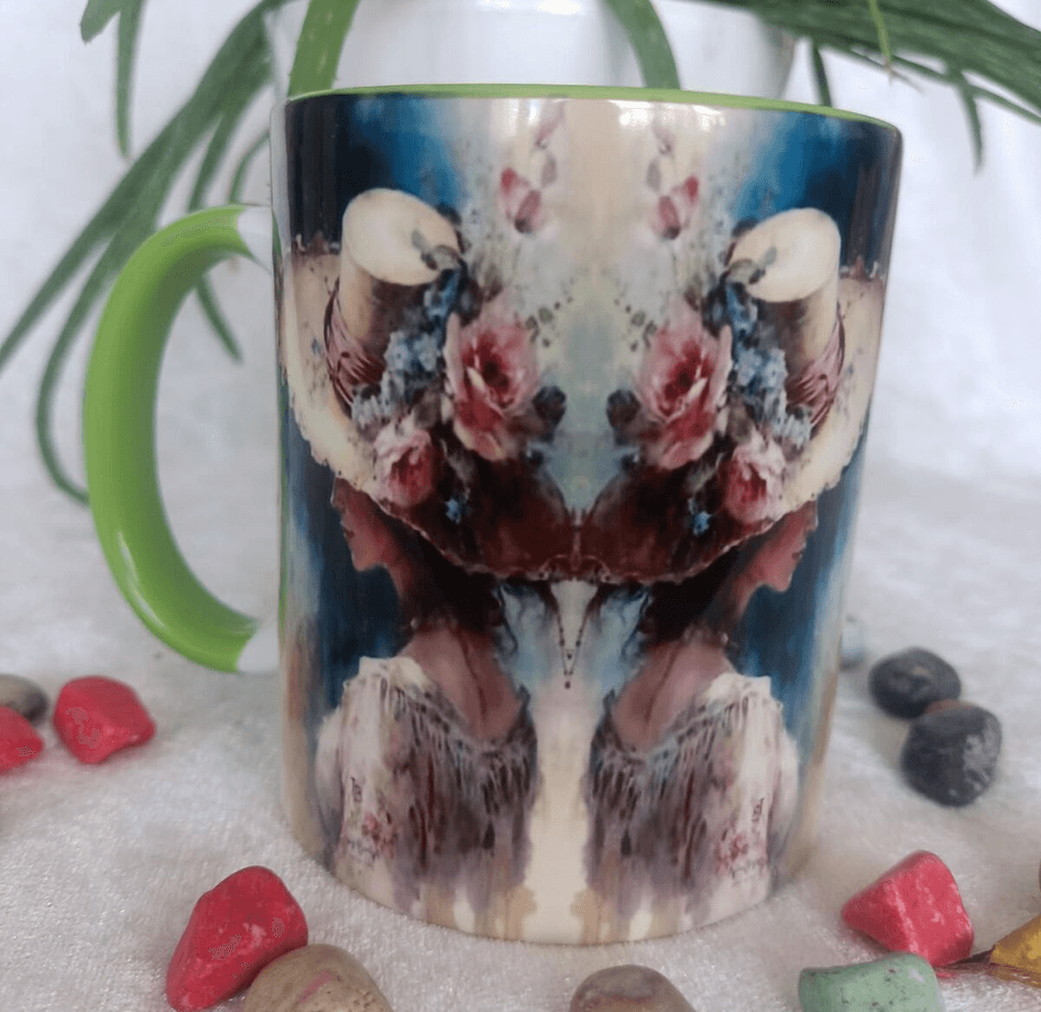 Vintage baskı büyük boy kupa