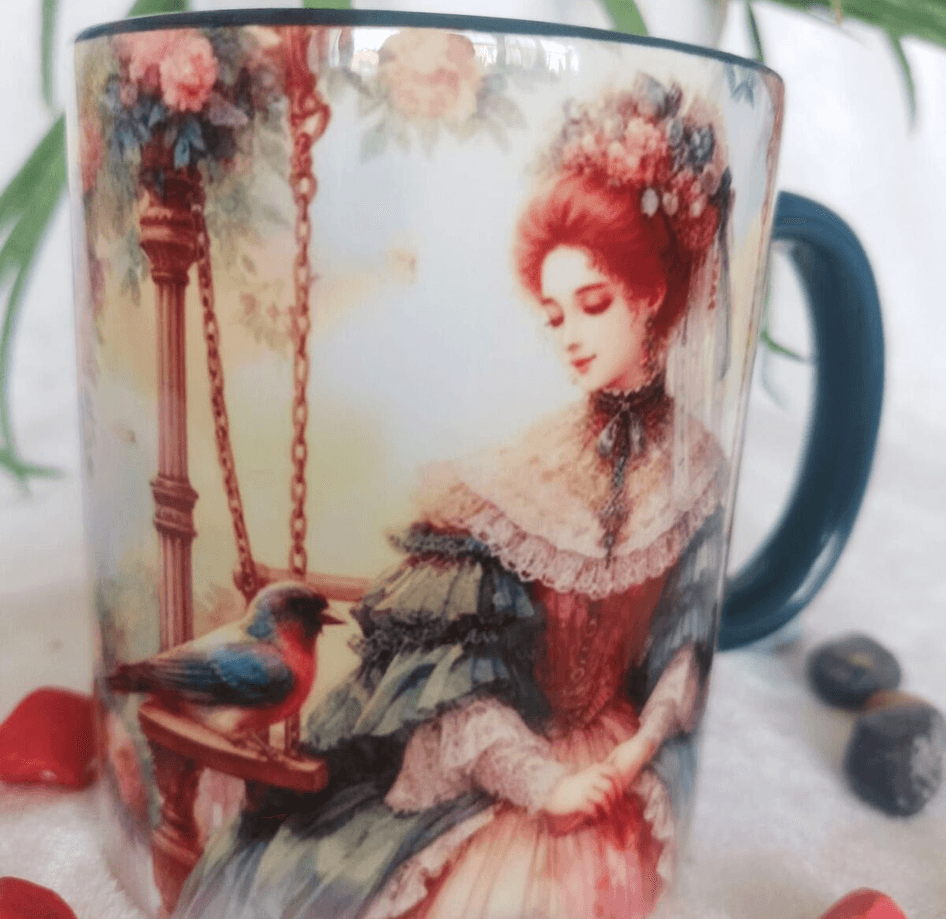 Vintage baskı büyük boy kupa