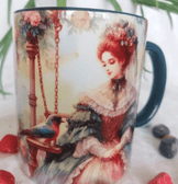 Vintage baskı büyük boy kupa