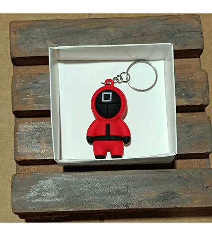 Squid game kare  silikon lüks anahtarlık çanta aksesuar