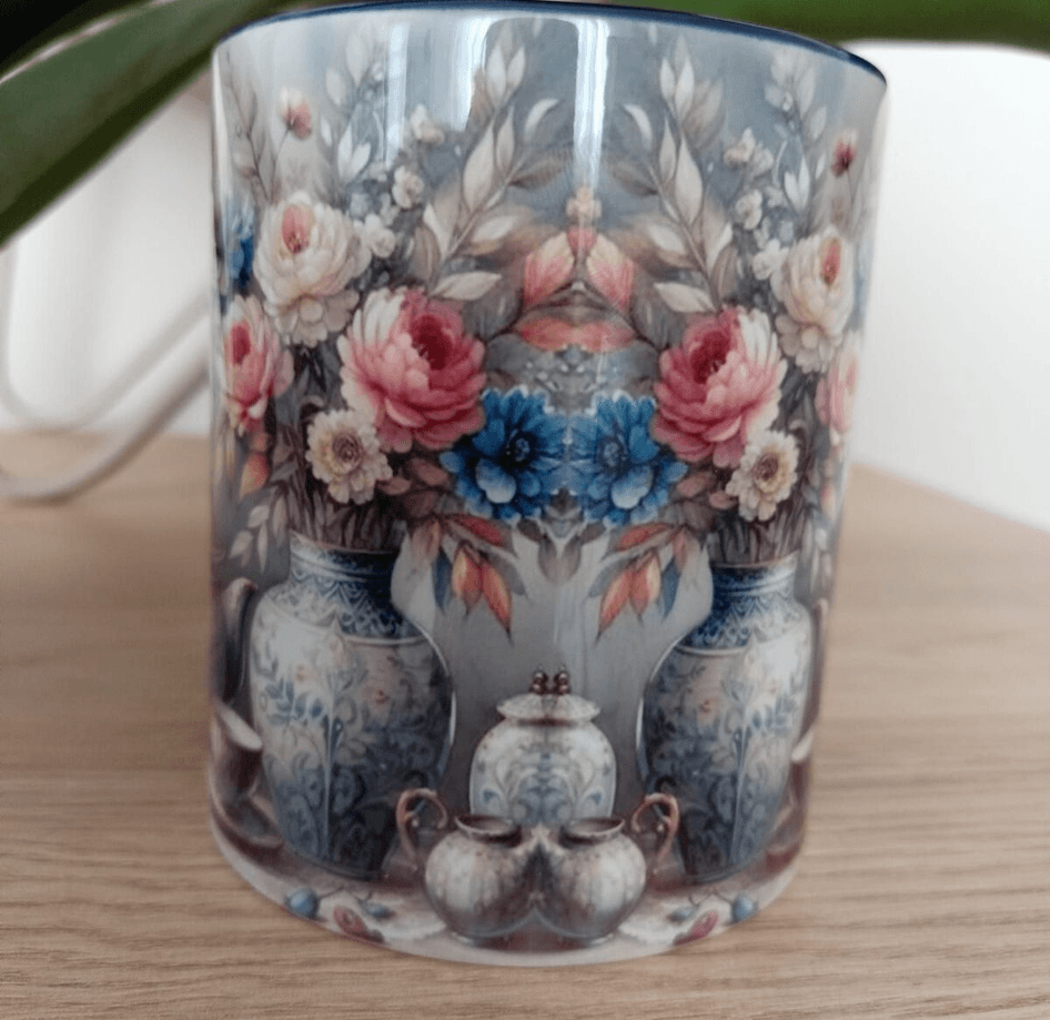 Çiçek Vintage Tasarım Büyük Boy Kupa