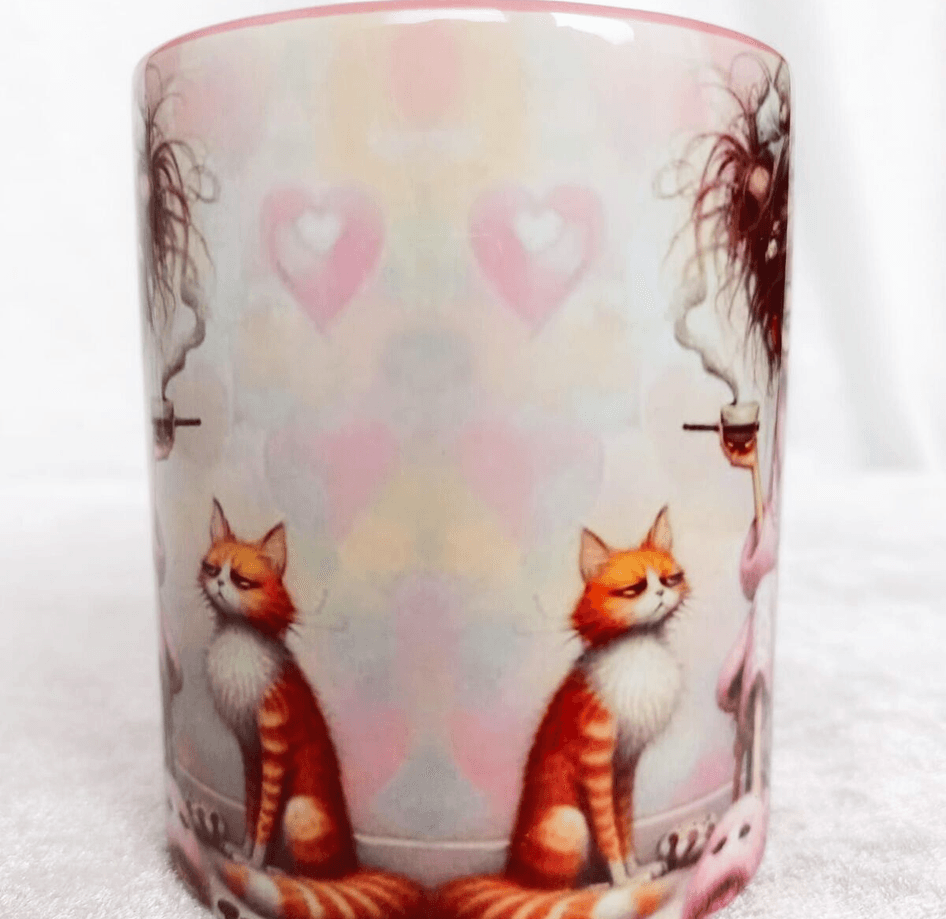 Uyanamayan vintage baskı büyük boy kupa