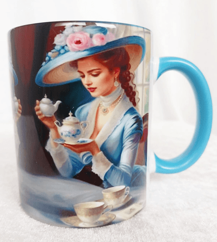 Çay saati vintage baskı büyük boy kupa