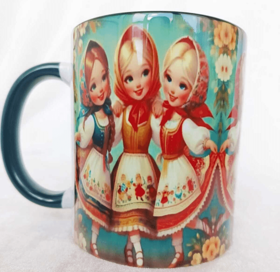 Cici kızlar vintage baskı kupa