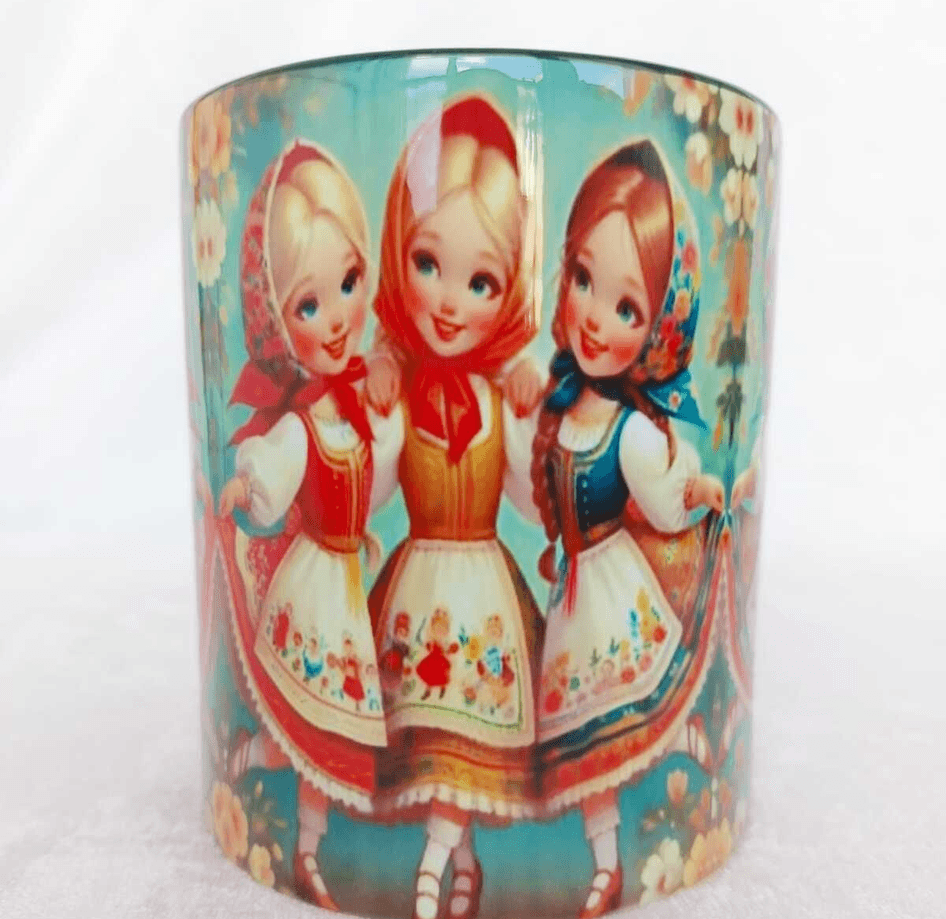 Cici kızlar vintage baskı kupa