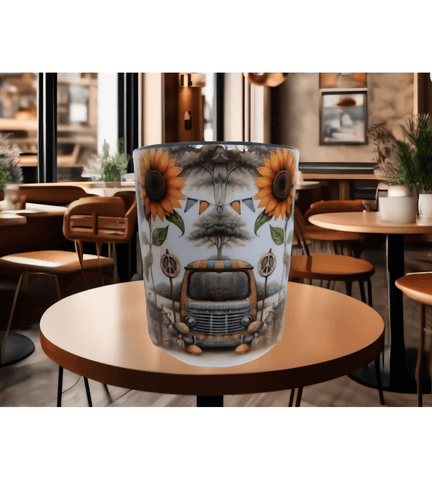 Peace vintage baskı büyük boy kupa