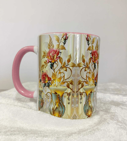 Altın çiçeği Vintage tasarım büyük boy kupa