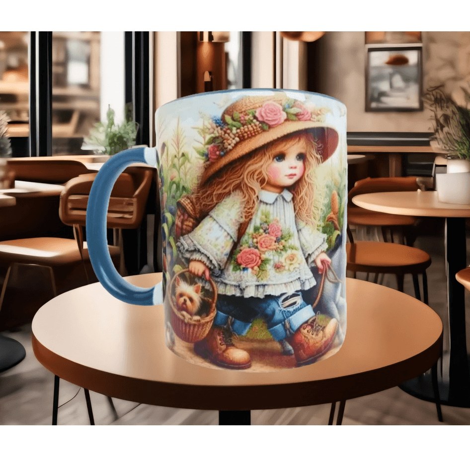 Sevimli sıpa vintage baskı büyük boy kupa