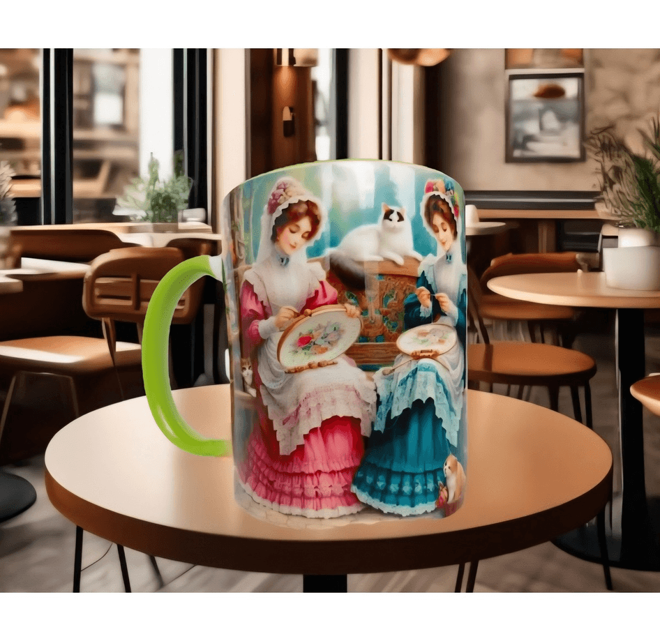 Nakış vintage tasarım kaliteli porselen kupa