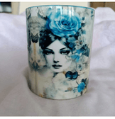 Mavi Vintage tasarım kaliteli porselen kupa