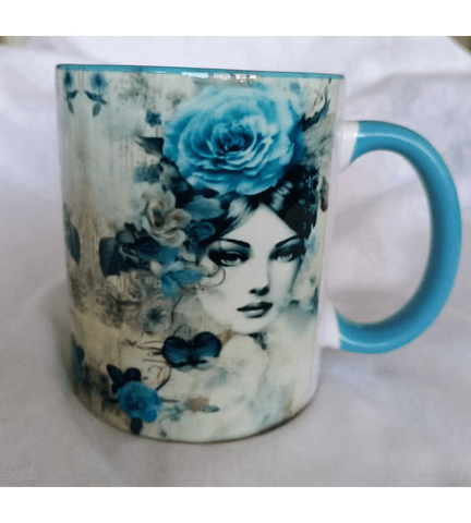 Mavi Vintage tasarım kaliteli porselen kupa