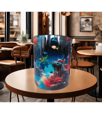 Okyanus akvaryumu tasarım büyük boy kupa