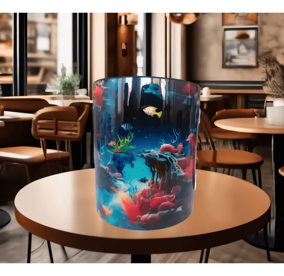 Okyanus akvaryumu tasarım büyük boy kupa