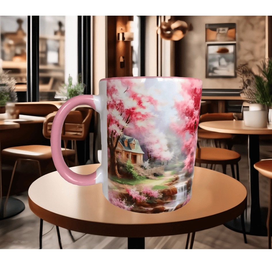 Pembe orman Vintage tasarım büyük boy kupa