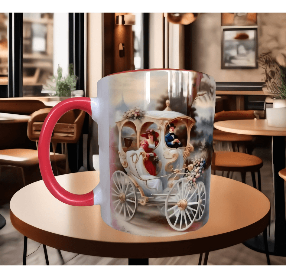 Kırmızı aşk Vintage tasarım büyük boy kupa