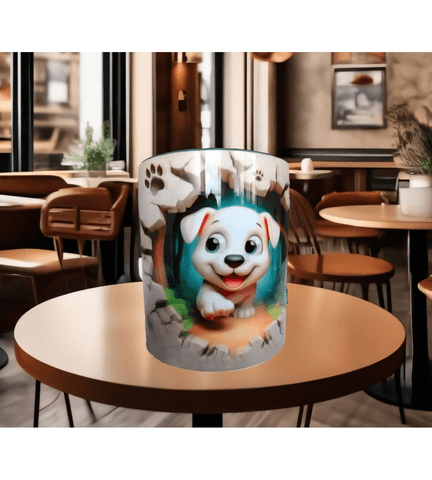 Köpek Yavrusu Tasarım Büyük Boy Porselen Kupa