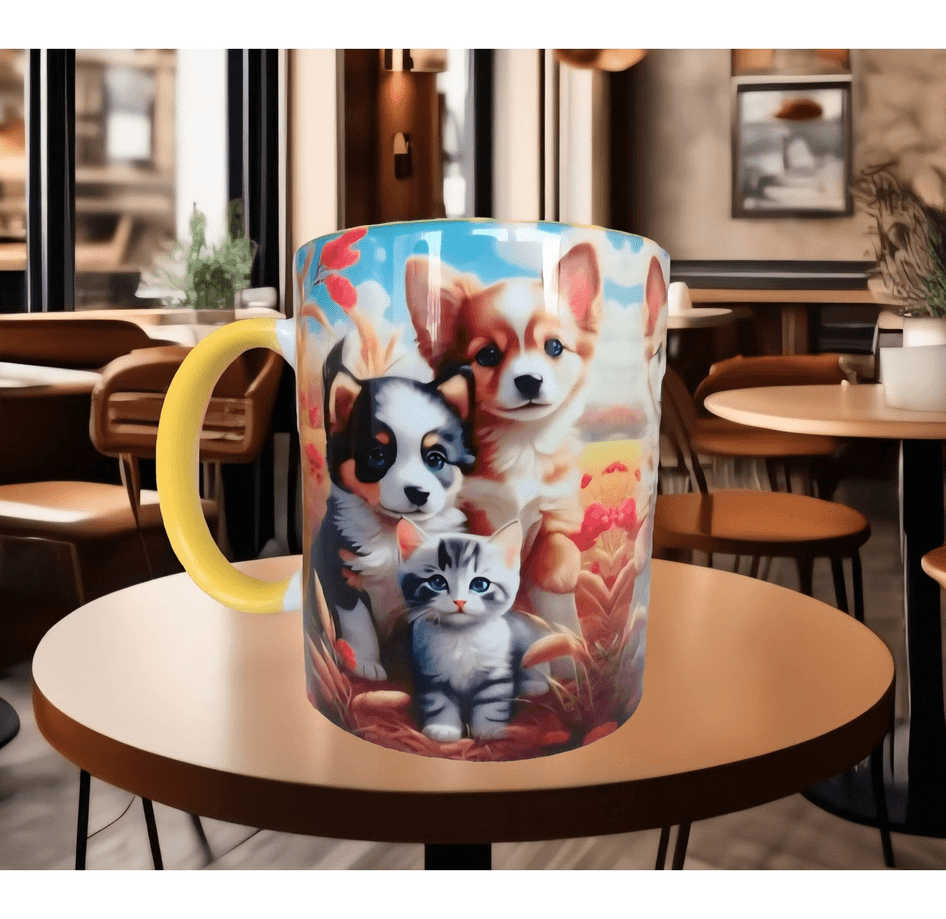 Vintage köpek tasarım büyük boy kupa