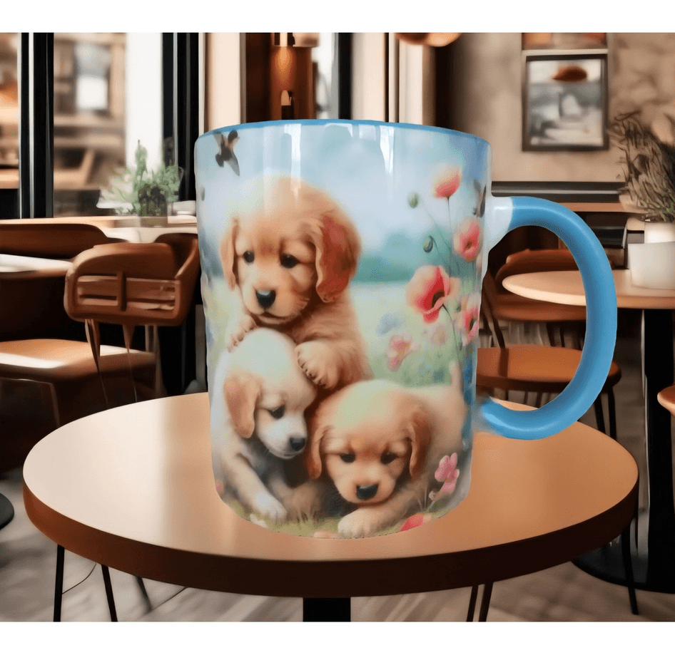 Vintage köpek tasarım büyük boy kupa