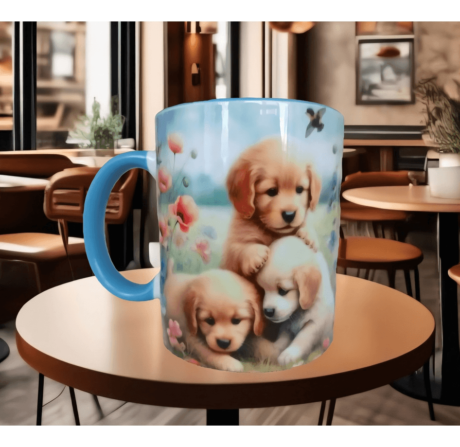 Vintage köpek tasarım büyük boy kupa