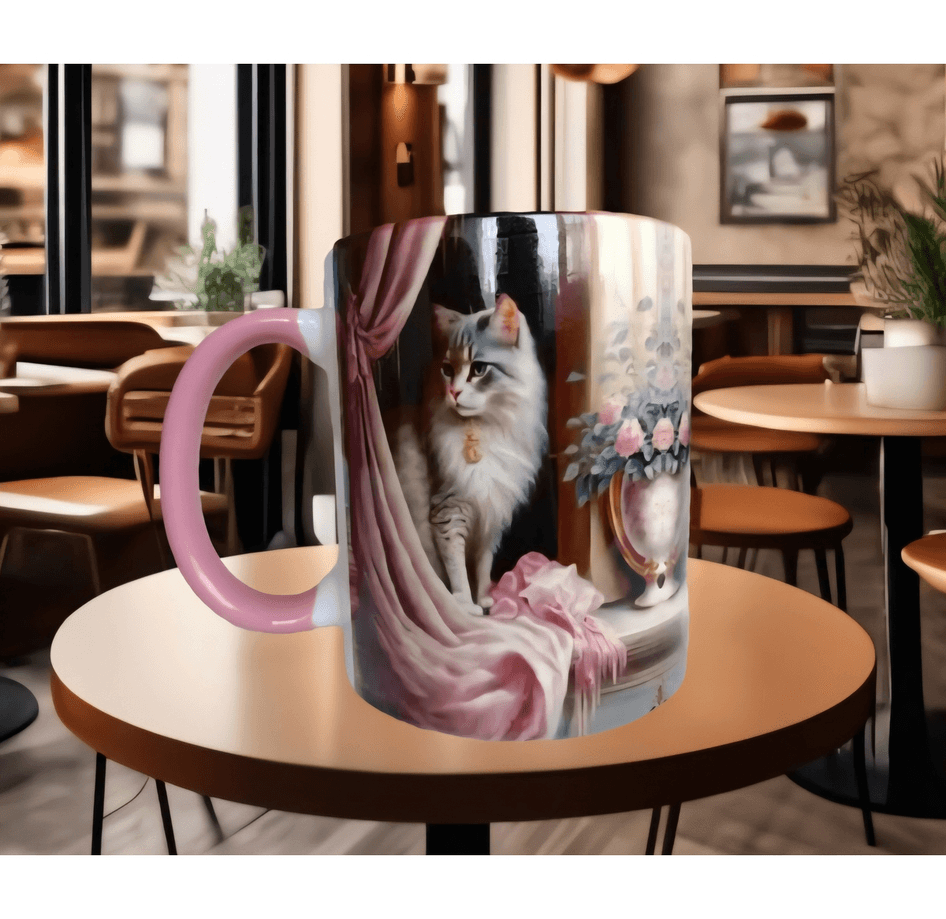 Kedi tasarım büyük boy kupa