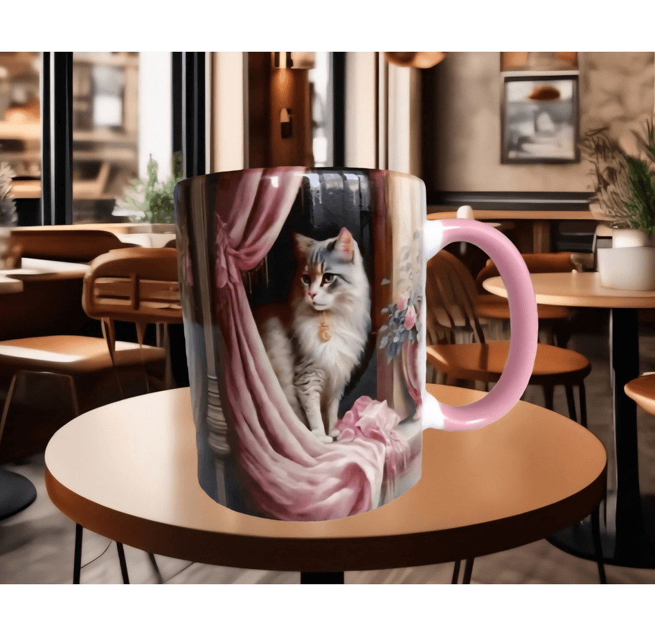 Kedi tasarım büyük boy kupa