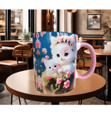 Kedi tasarım büyük boy kupa