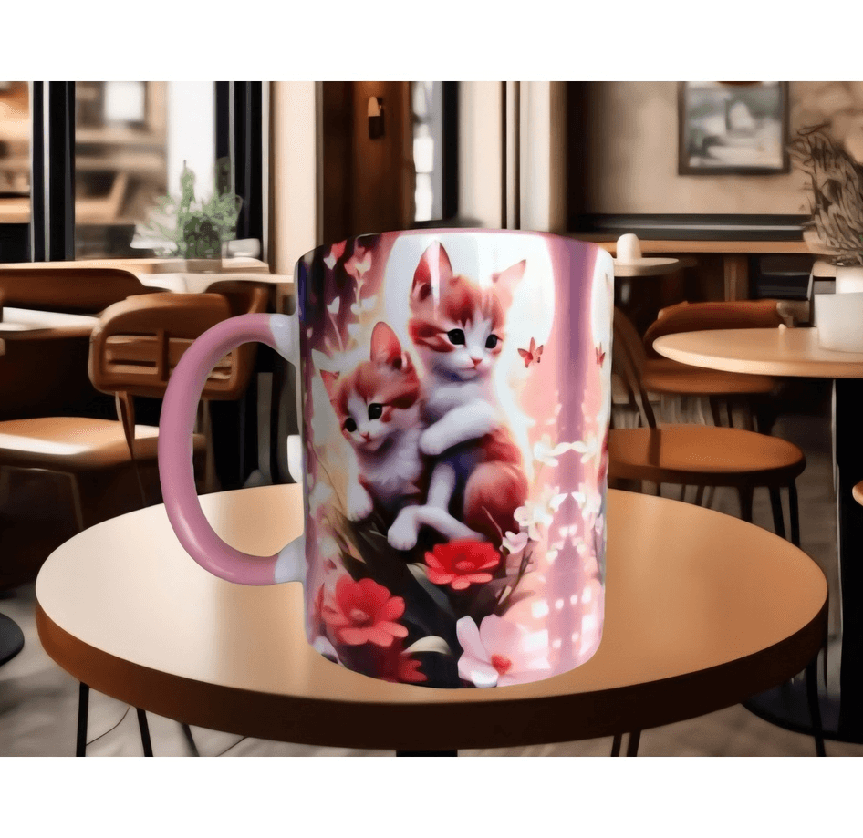 Kedi tasarım büyük boy kupa