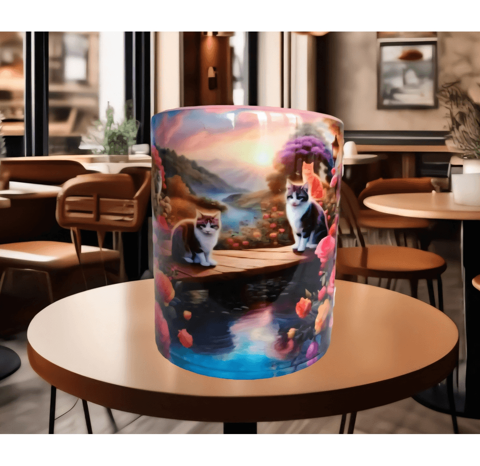 Kedi tasarım büyük boy kupa