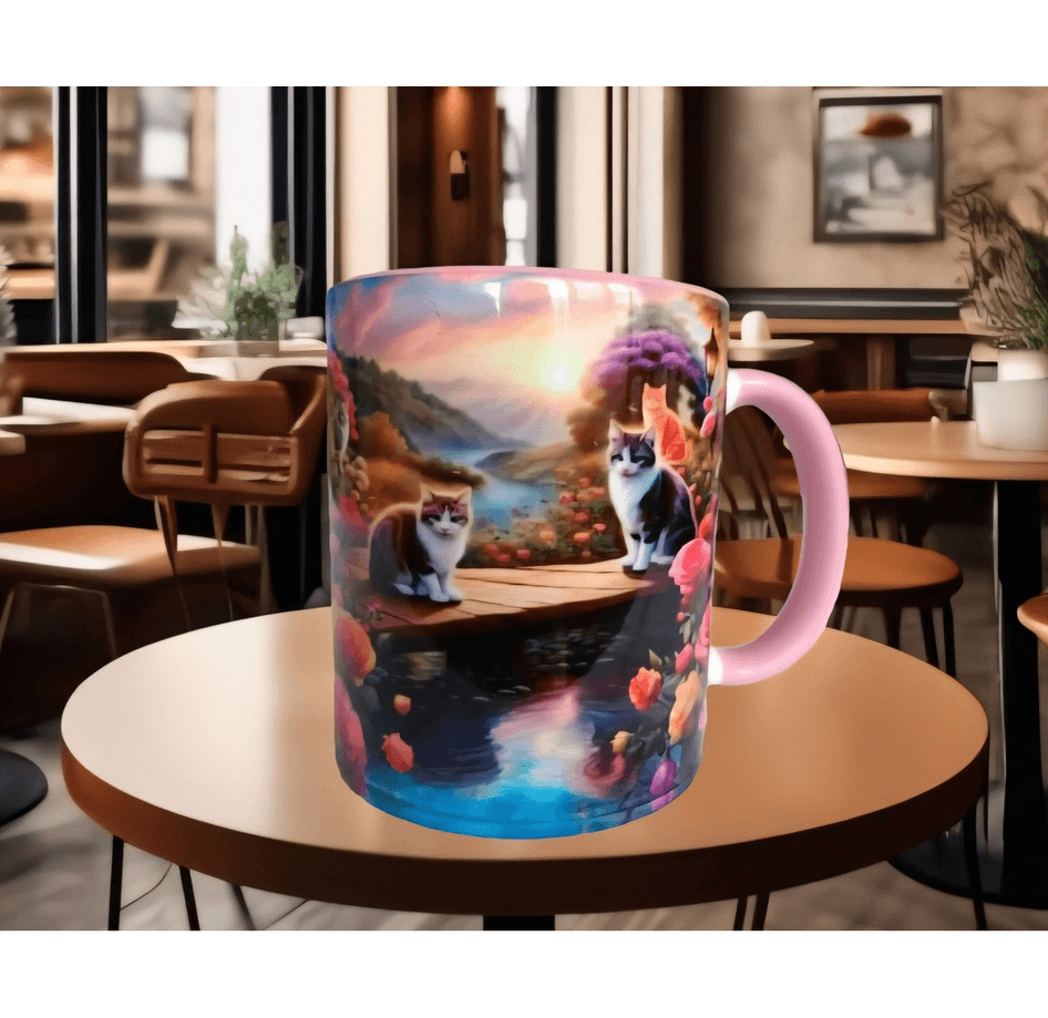 Kedi tasarım büyük boy kupa