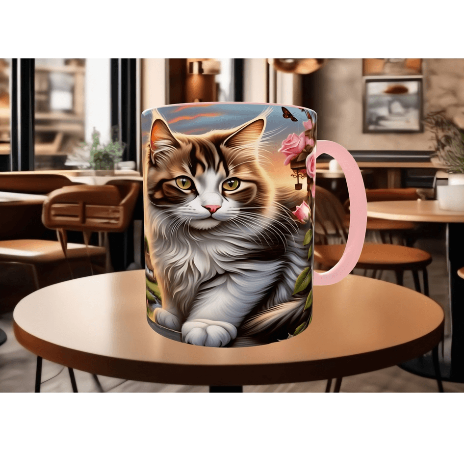 Kedi tasarım büyük boy kupa