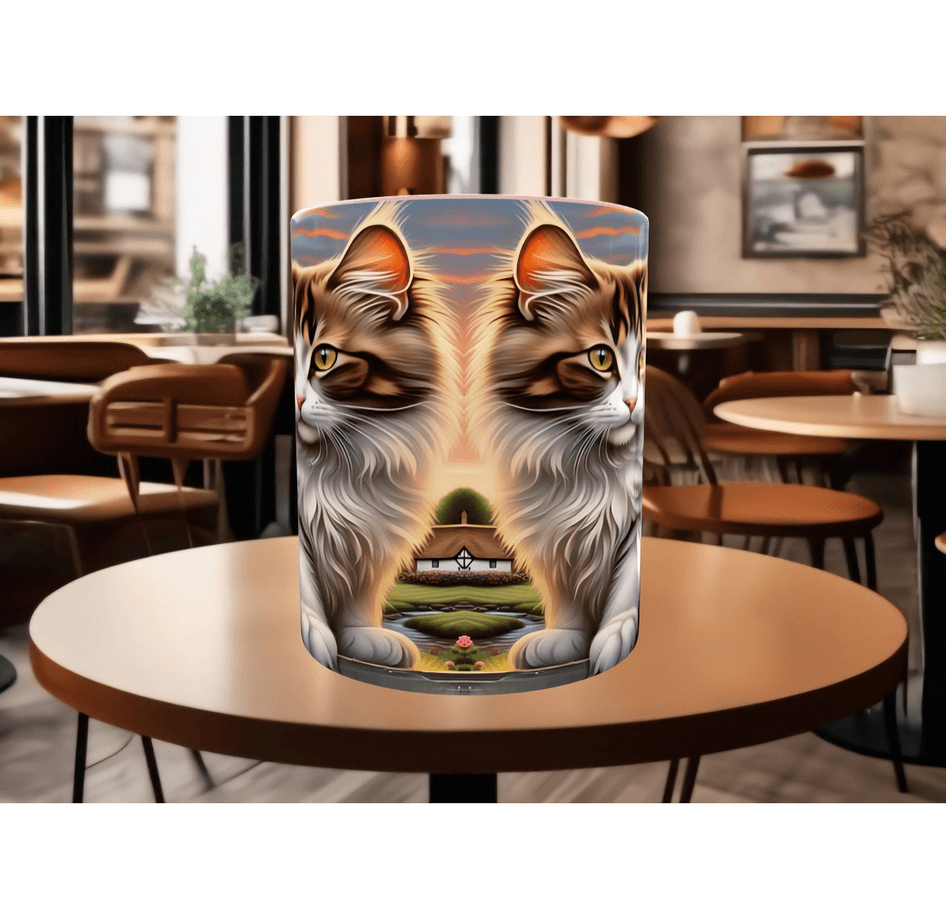 Kedi tasarım büyük boy kupa