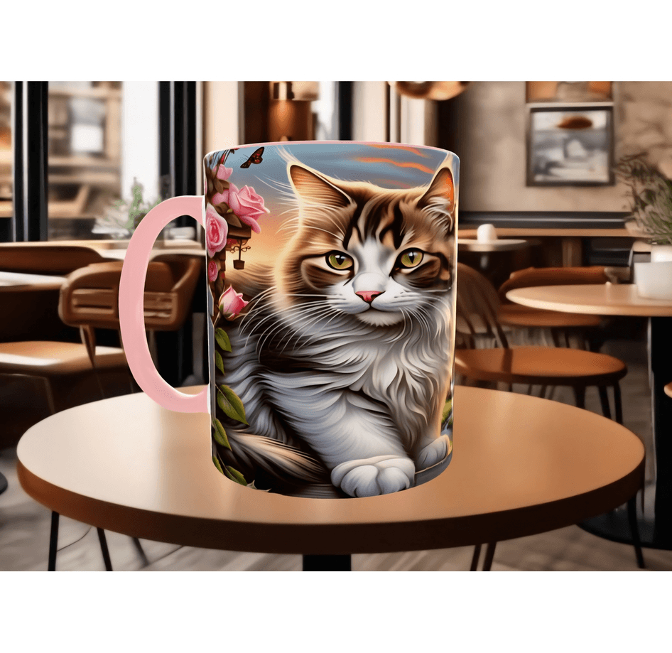 Kedi tasarım büyük boy kupa