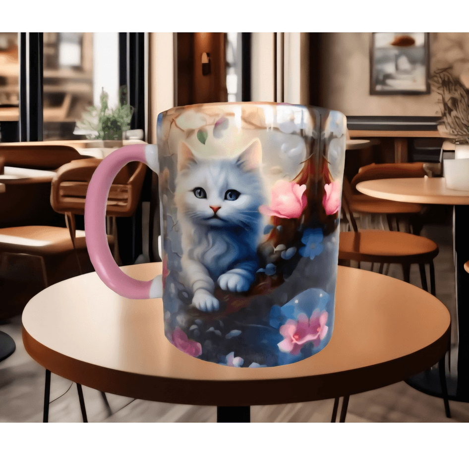 Kedi tasarım büyük boy kupa