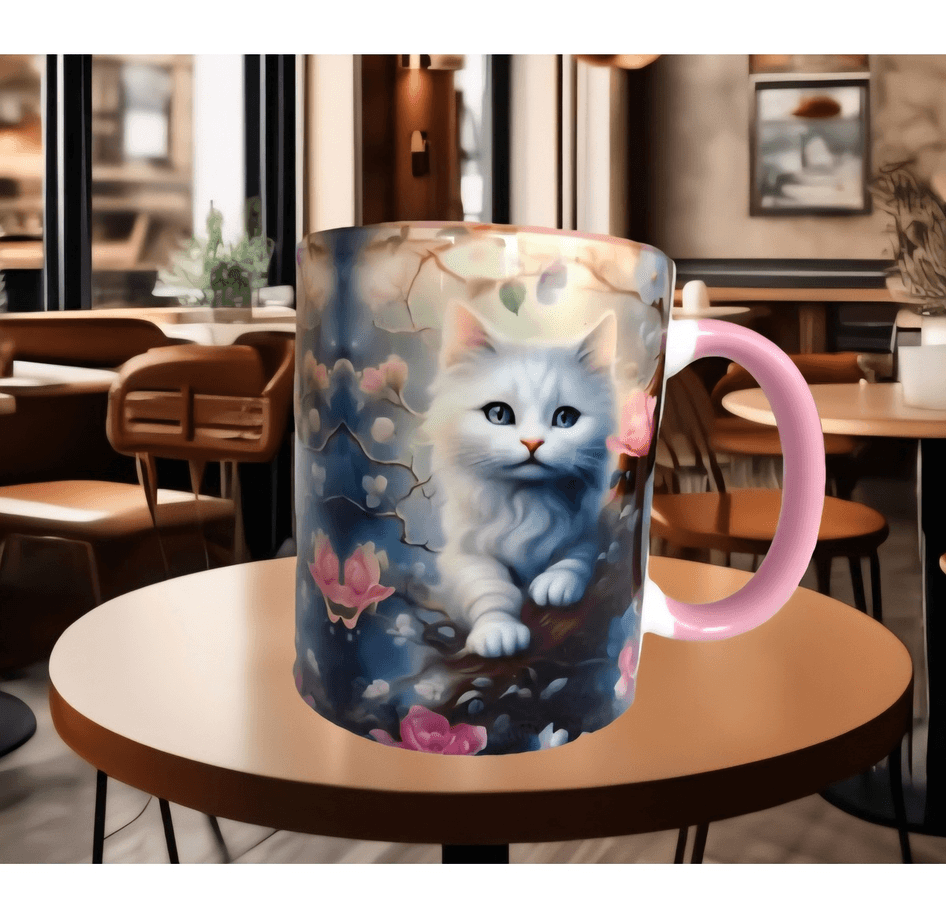 Kedi tasarım büyük boy kupa