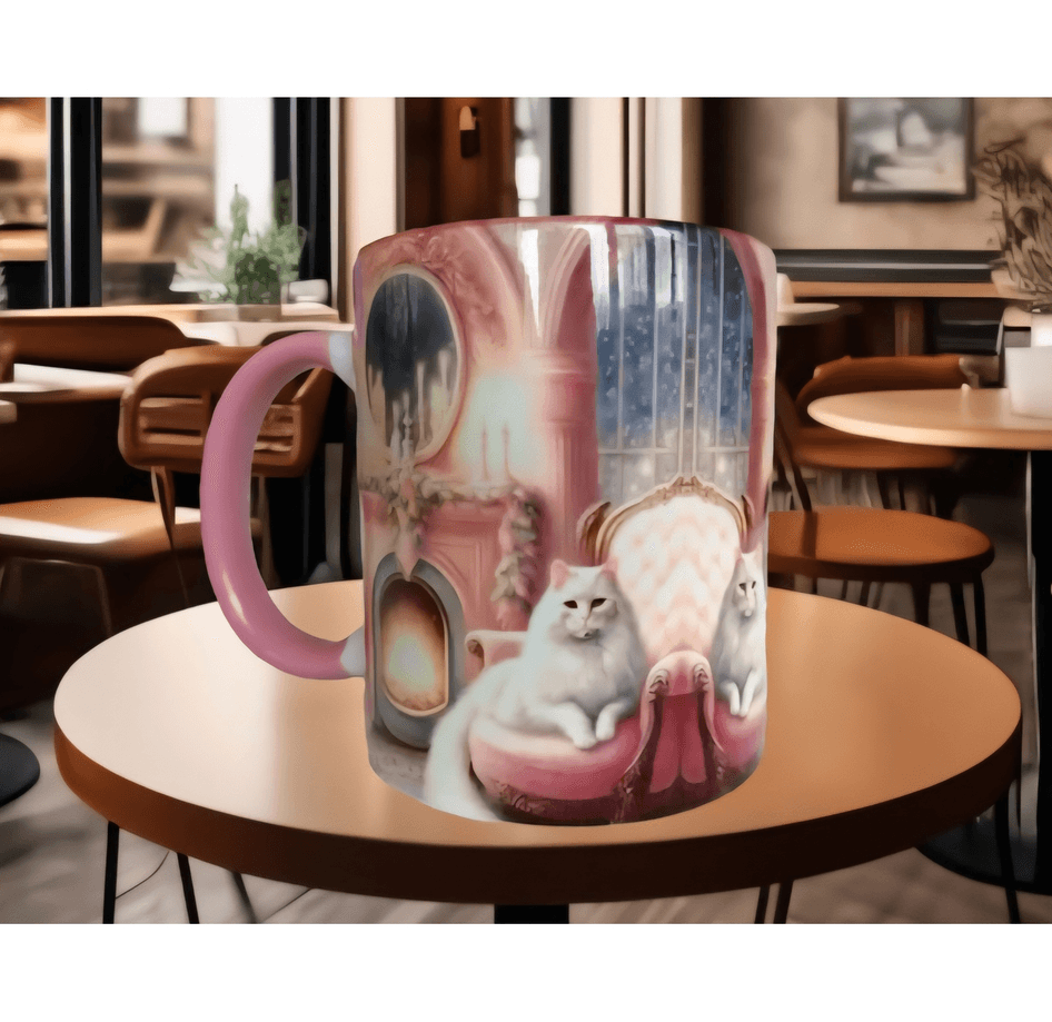 Kedi tasarım büyük boy kupa