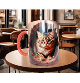 3D kedi tasarım büyük boy kupa