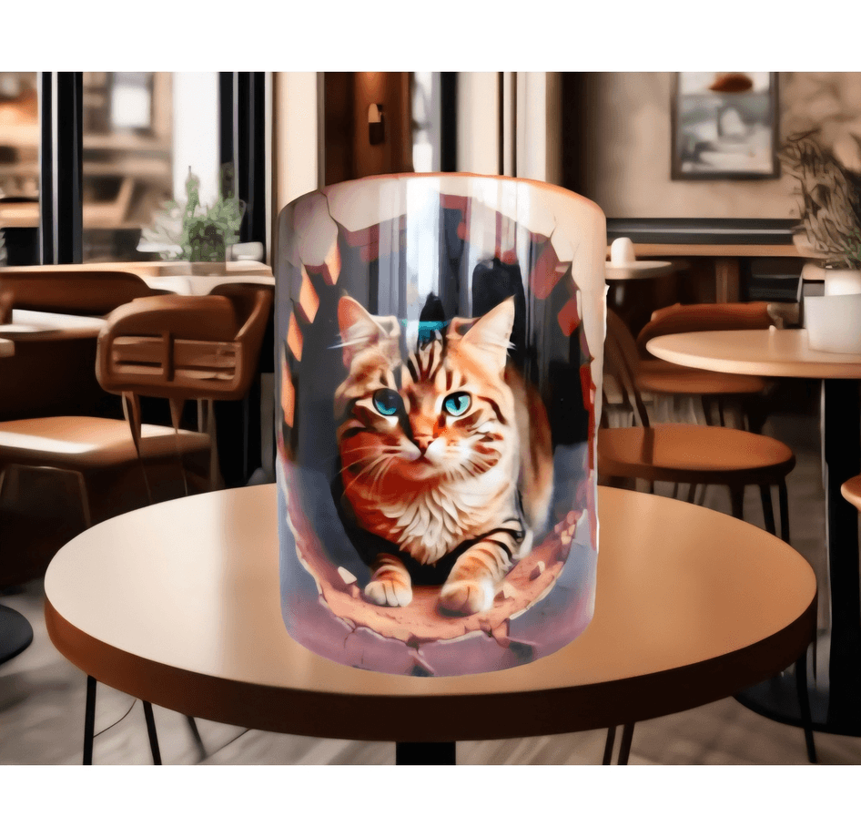 3D kedi tasarım büyük boy kupa