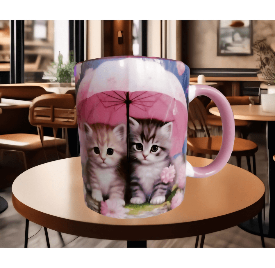 Kedi tasarım büyük boy kupa