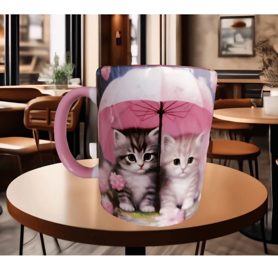 Kedi tasarım büyük boy kupa