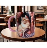 Kedi tasarım büyük boy kupa