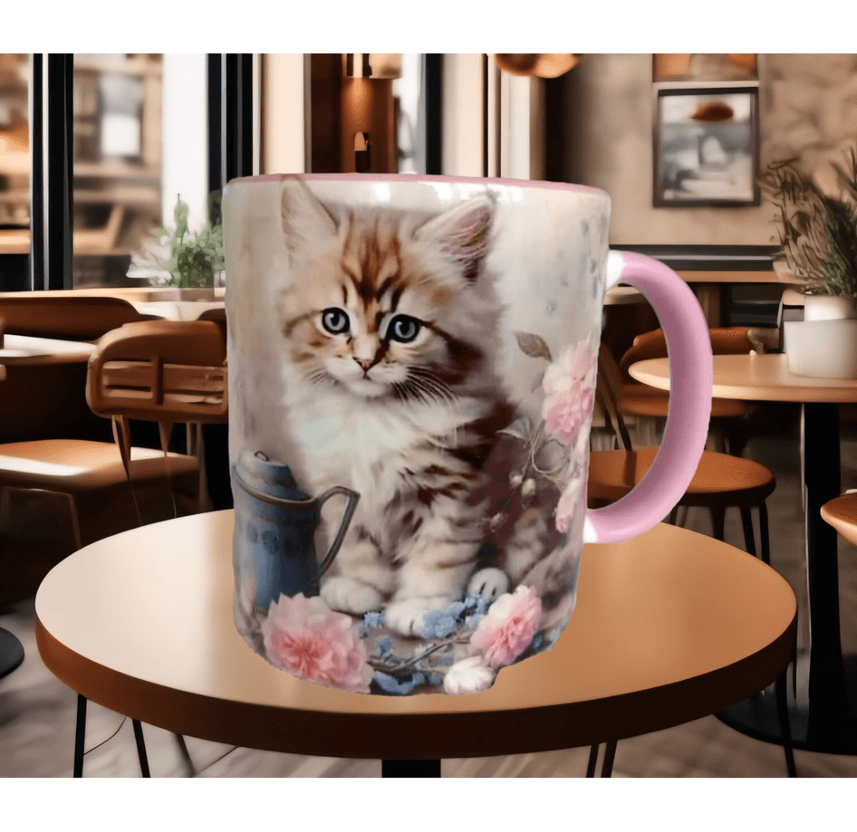 Kedi tasarım büyük boy kupa