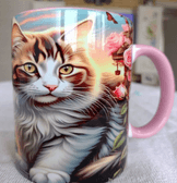 Kedi tasarım büyük boy kupa