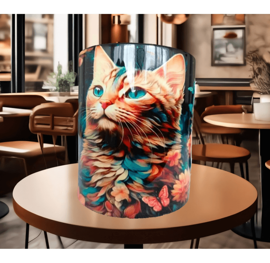 Kedi tasarım büyük boy kupa