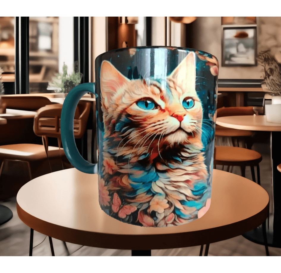 Kedi tasarım büyük boy kupa