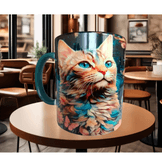 Kedi tasarım büyük boy kupa