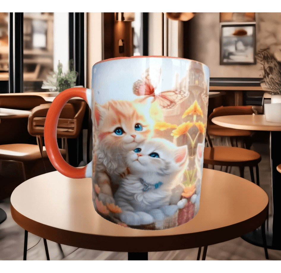 Kedi tasarım büyük boy kupa