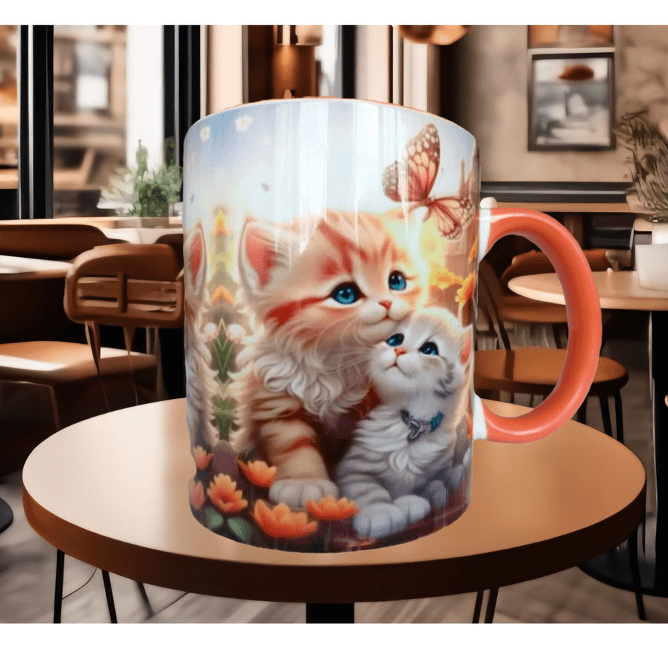 Kedi tasarım büyük boy kupa