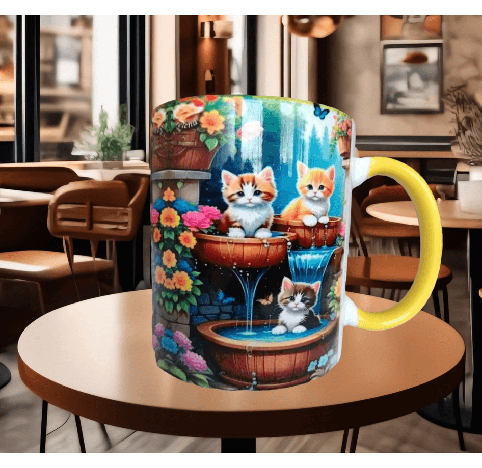 Kedi tasarım büyük boy kupa